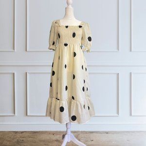 White and Black Polka Dot Dress with Bow | S-L